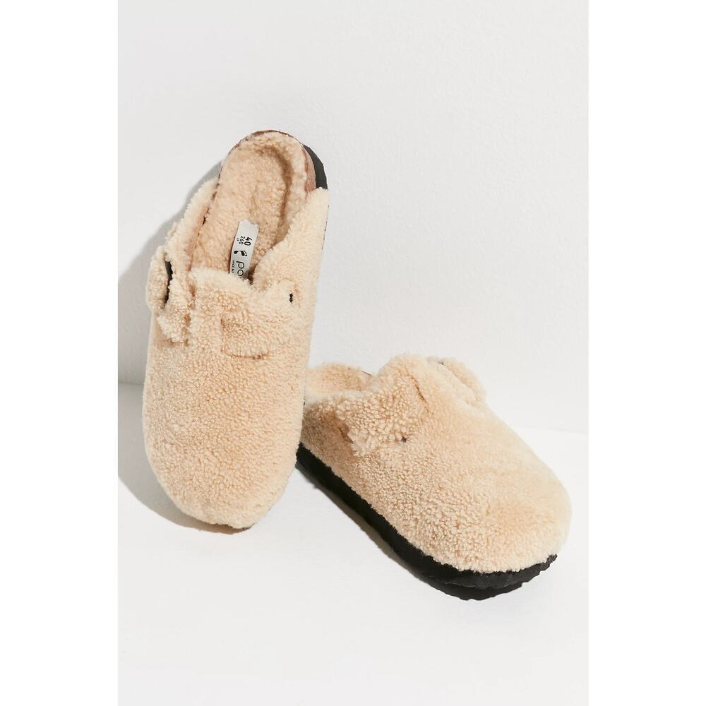 Birkenstock Papillio Boston Teddy Shearling Clogs Eggshell Size 5-5.5